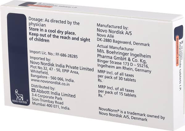 Novonorm 2mg Strip Of 30 Tablets