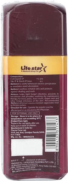 Nuforce 1% Bottle Of 75gm Dusting Powder