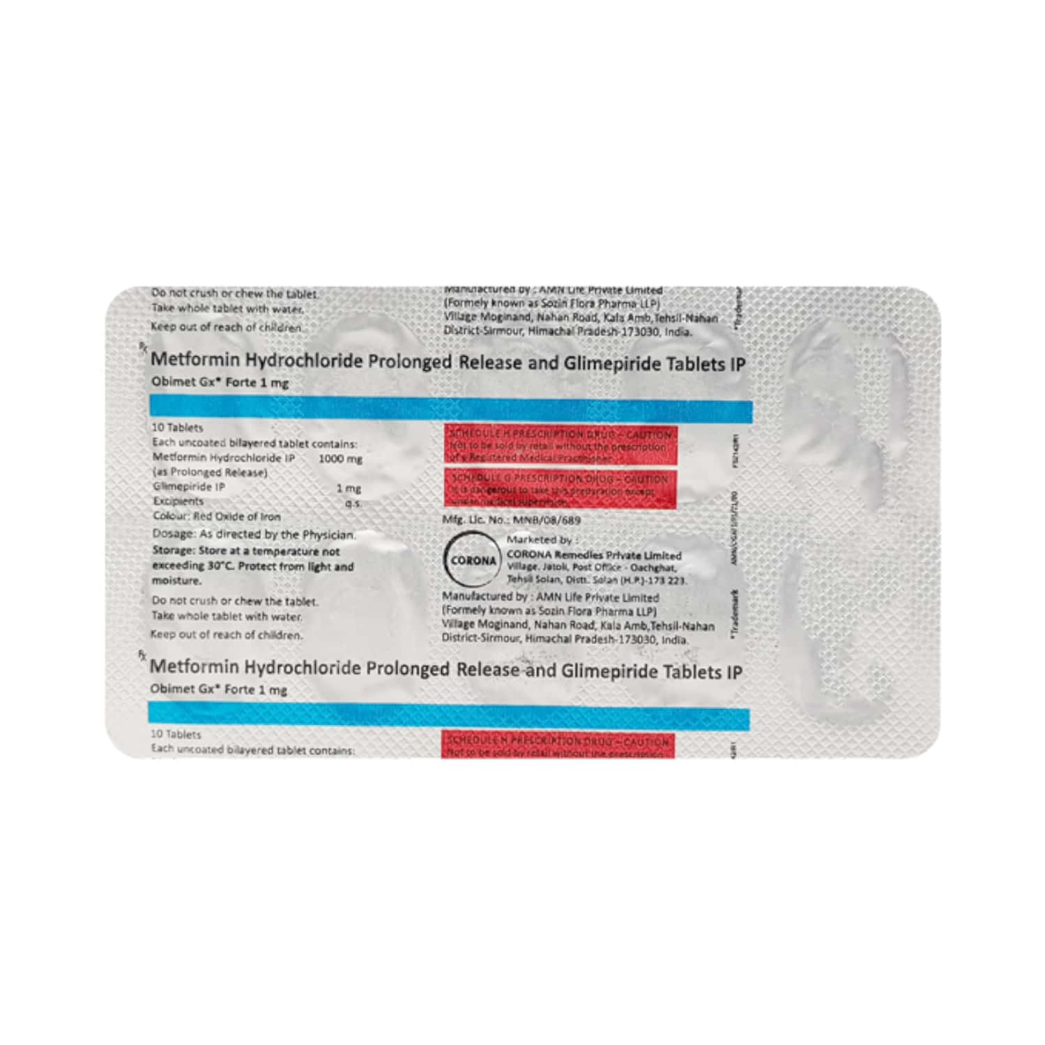 Obimet Gx 1mg Forte Strip Of 10 Tablets: Uses, Side Effects, Price ...
