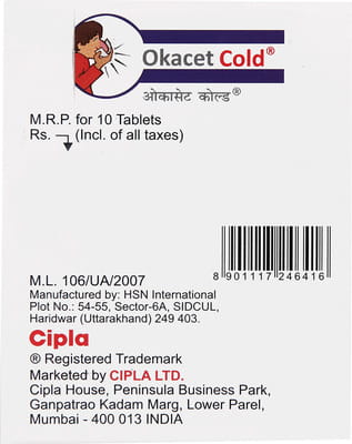 Okacet Cold Strip Of 10 Tablets