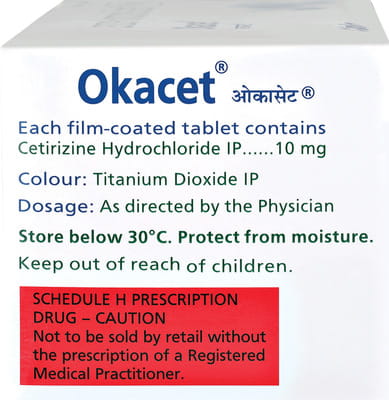 Okacet 10mg Strip Of 10 Tablets