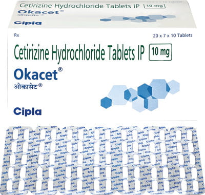Okacet 10mg Strip Of 10 Tablets