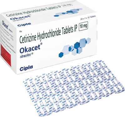 Okacet 10mg Strip Of 10 Tablets