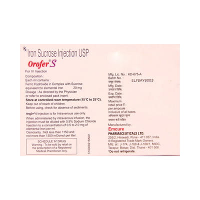 Orofer S Ampoule Of 2.5ml Injection