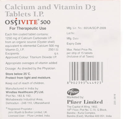 Ossivite 500mg Strip Of 15 Tablets