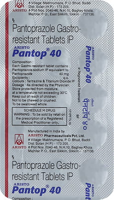 Pantop 40mg Strip Of 15 Tablets