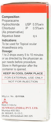 Paracain 0.5% Bottle Of 5ml Eye Drops