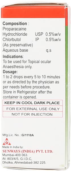 Paracain 0.5% Bottle Of 5ml Eye Drops