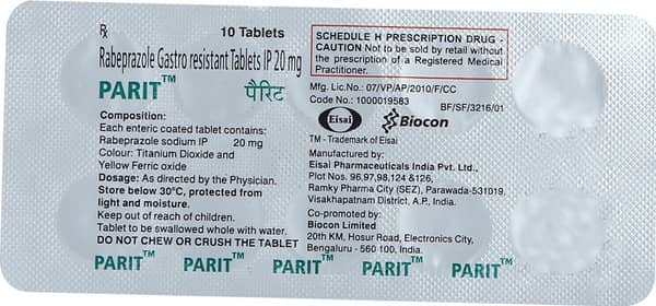 Parit 20mg Strip Of 10 Tablets