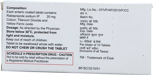Parit 20mg Strip Of 10 Tablets
