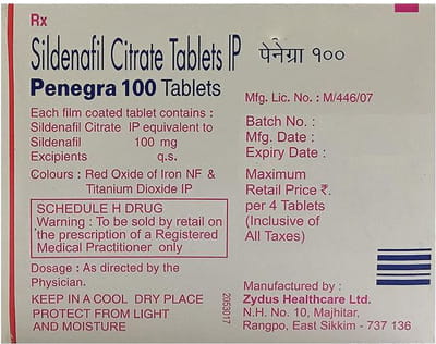 Penegra 100mg Strip Of 4 Tablets