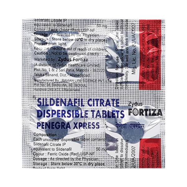 Penegra Xpress 50mg Strip Of 4 Tablets