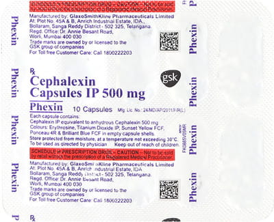 Phexin 500mg Strip Of 10 Capsules
