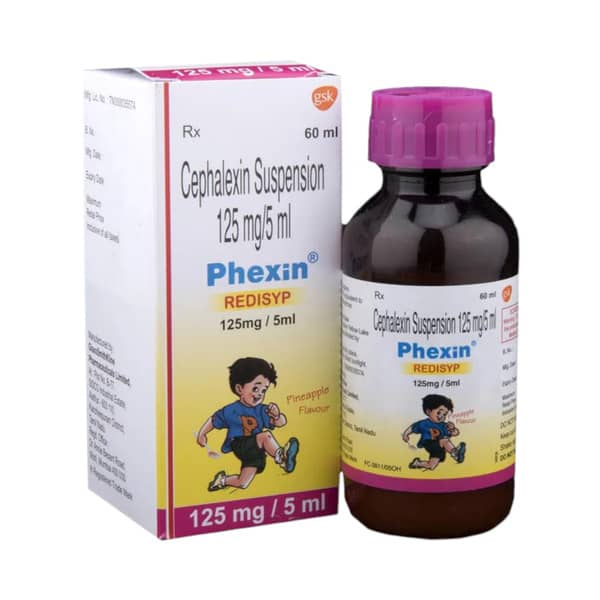 Phexin 125mg Pineapple Flavour Redisyp Bottle Of 60ml Suspension