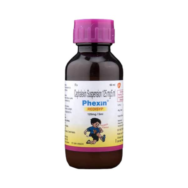 Phexin 125mg Pineapple Flavour Redisyp Bottle Of 60ml Suspension