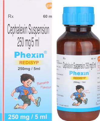 Phexin 250mg Redisyp Banana Flavour Bottle Of 60ml Syrup