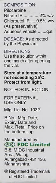 Pilocar 2% Bottle Of 5ml Eye Drops