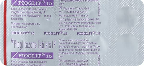 Pioglit 15mg Strip Of 10 Tablets