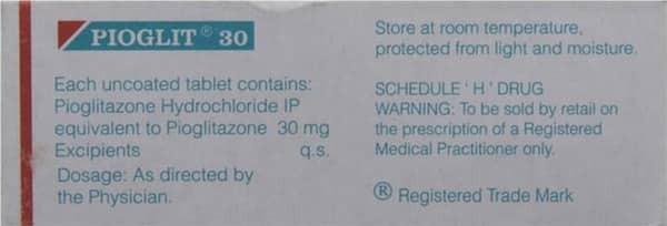 Pioglit 30mg Strip Of 10 Tablets