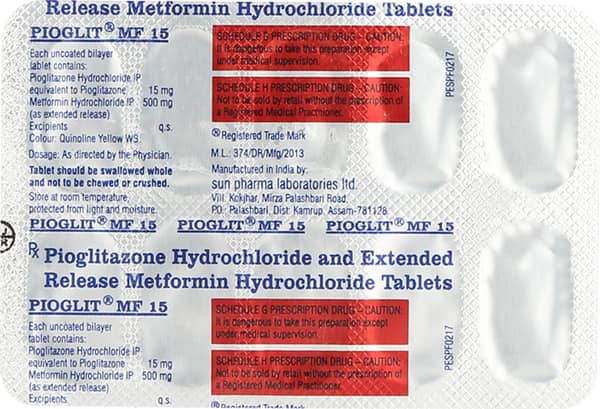 Pioglit Mf 15mg Strip Of 10 Tablets