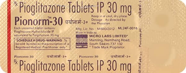 Pionorm 30mg Strip Of 10 Tablets