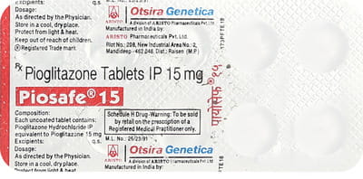 Piosafe 15mg Strip Of 10 Tablets