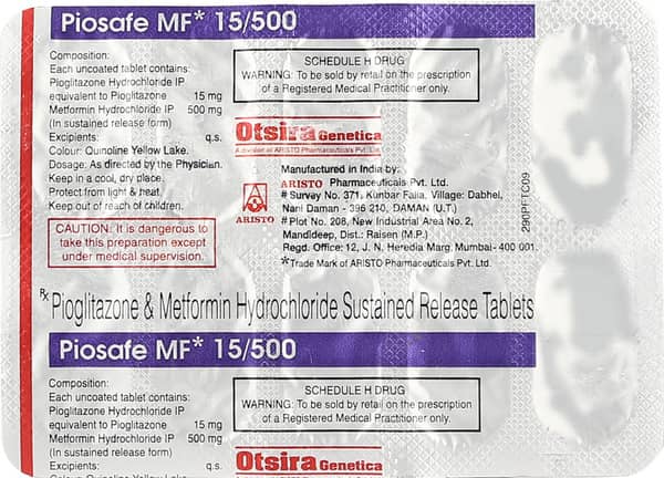 Piosafe Mf 15/500mg Strip Of 10 Tablets