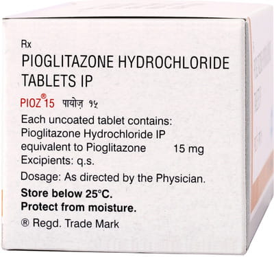 पायोज़ 15एमजी 10 टैबलेट्स की स्ट्रिप