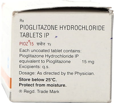 पायोज़ 15एमजी 10 टैबलेट्स की स्ट्रिप