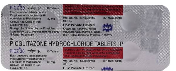 Pioz 30mg Strip Of 10 Tablets