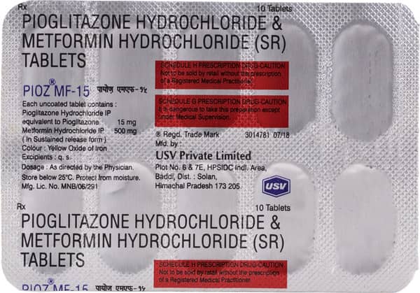Pioz Mf 15mg Strip Of 10 Tablets