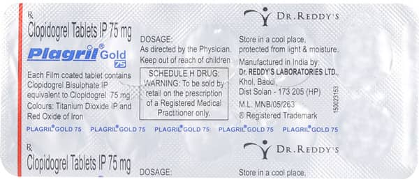 Plagril Gold 75Mg Strip Of 10 Tablets