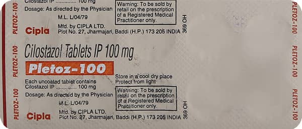 Pletoz 100mg Strip Of 10 Tablets