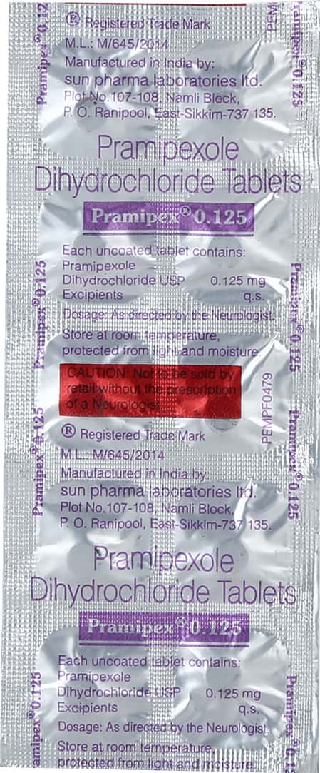 Primpex Generic Name Pramipex 0.125 MG Tablet (10): Uses, Side Effects, Price & Dosage ...