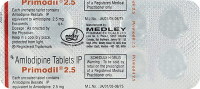 Primodil 2.5mg Strip Of 10 Tablets