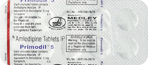 Primodil 5mg Strip Of 10 Tablets