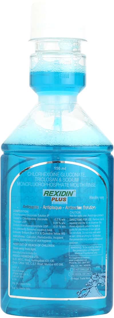 Rexidin Plus M/ Wash 150ml: Uses, Side Effects, Price & Dosage | PharmEasy