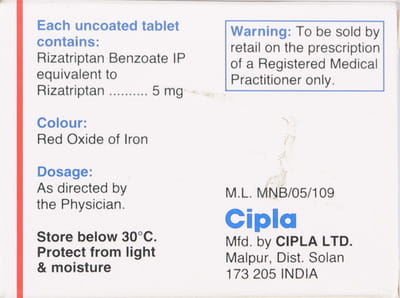 Rizact 5mg Strip Of 4 Tablets
