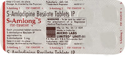 S Amlong 5mg Strip Of 10 Tablets