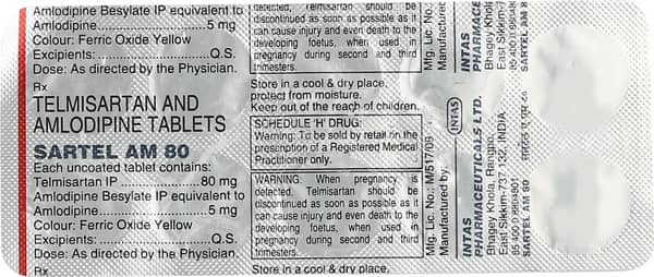 Sartel Am 80mg Strip Of 10 Tablets