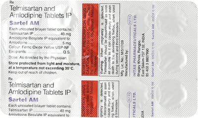 Sartel Am 40mg Strip Of 15 Tablets