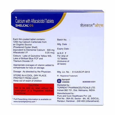 Shelcal Os 500mg Strip Of 15 Tablets