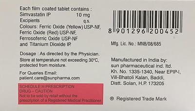 Simvotin 10mg Strip Of 10 Tablets