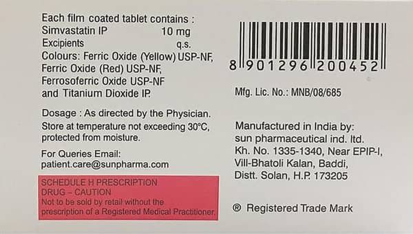 Simvotin 10mg Strip Of 10 Tablets