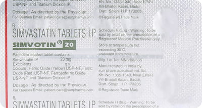 Simvotin 20mg Strip Of 10 Tablets