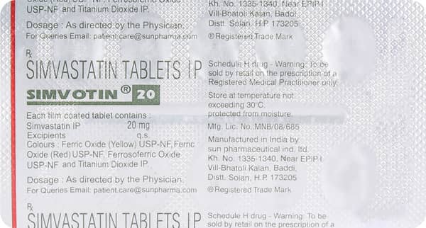 Simvotin 20mg Strip Of 10 Tablets