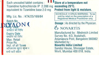 Sirdalud 2mg Strip Of 6 Tablets