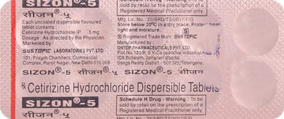 Sizon 5mg Strip Of 10 Tablets