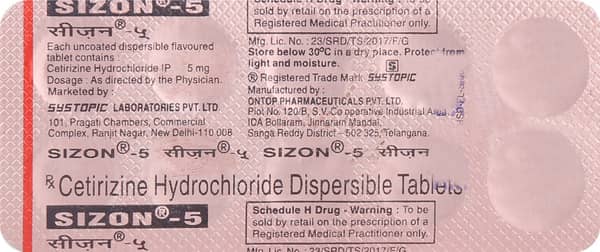 Sizon 5mg Strip Of 10 Tablets