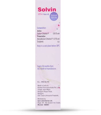 Solvin 0.65% Bottle Of 20ml Nasal Spray